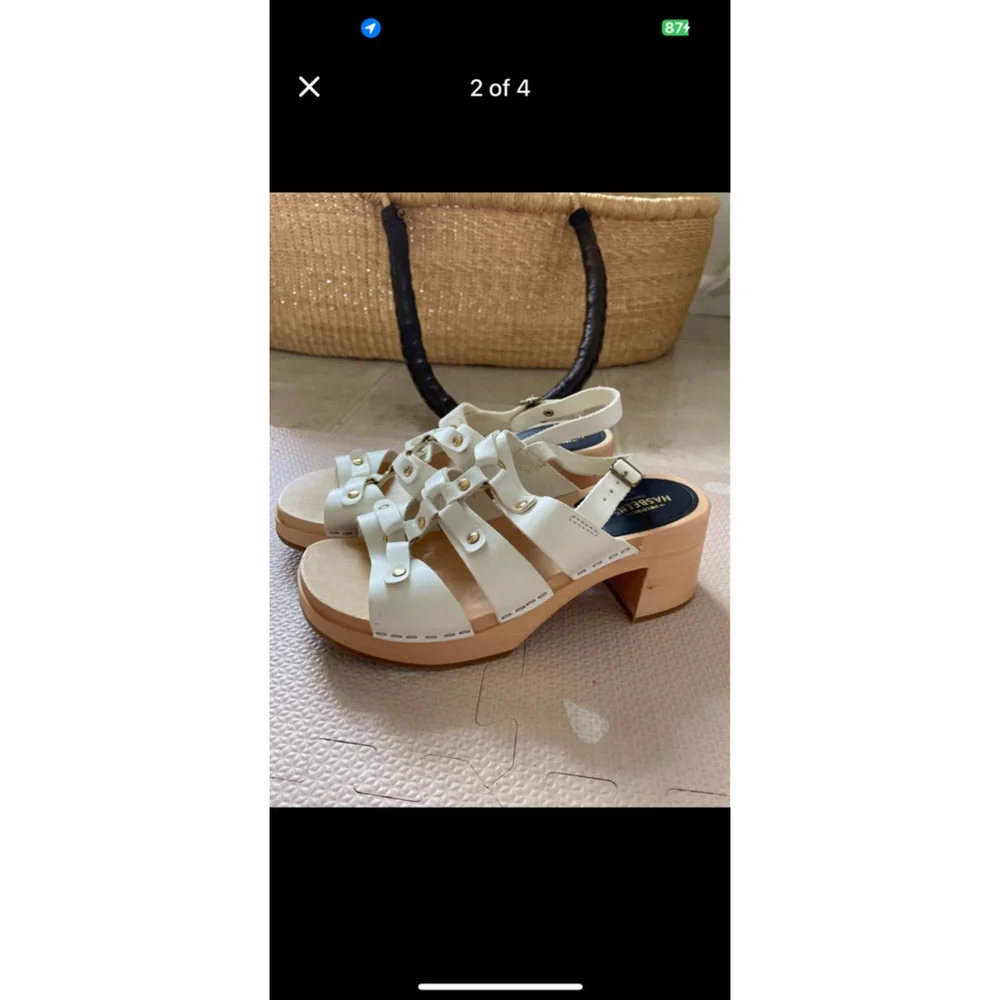 Women's Swedish Hasbeens Handmade Brassy High Sandals Size 38 White Sandals - Picture 15 of 16